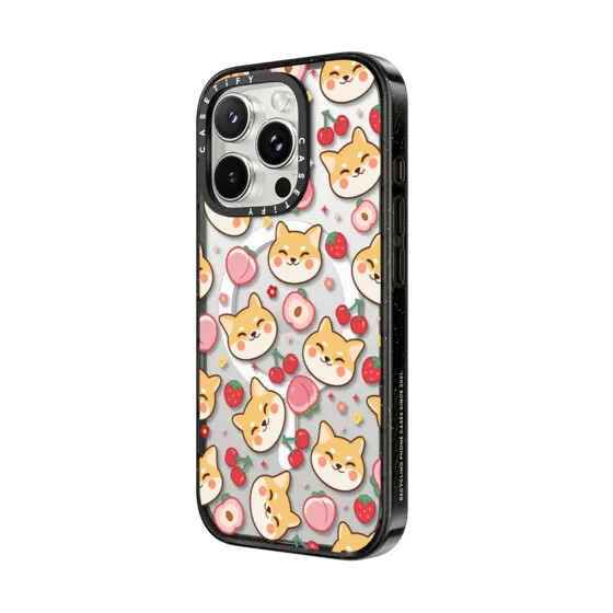 lindo shiba inu con melocotón cereza fresa - cachorro de anime de perro kawaii con