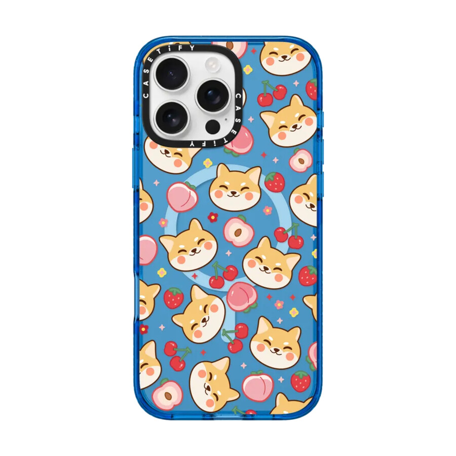 lindo shiba inu con melocotón cereza fresa - cachorro de anime de perro kawaii con