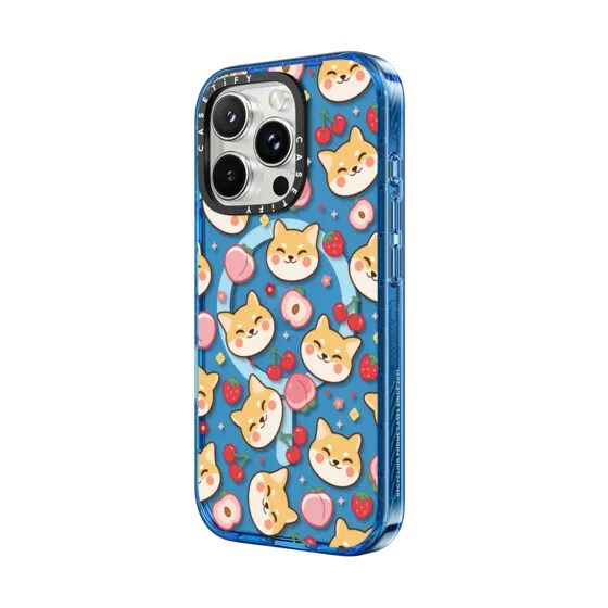 lindo shiba inu con melocotón cereza fresa - cachorro de anime de perro kawaii con