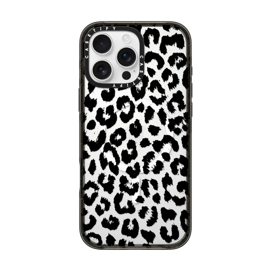 estampado de leopardo negro transparente con magsafe