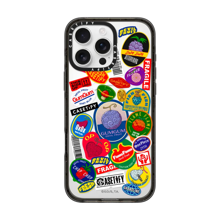 estuche con etiqueta adhesiva de frutas del diablo y magsafe