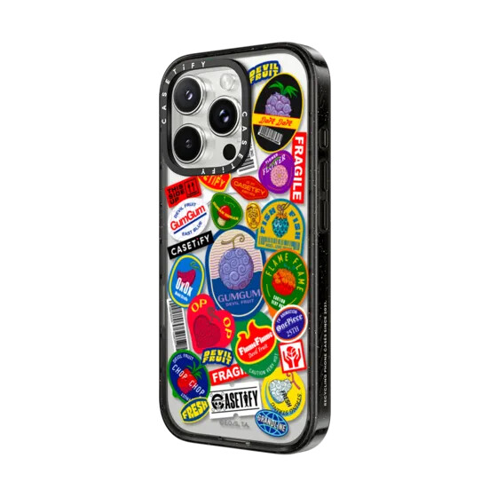 estuche con etiqueta adhesiva de frutas del diablo y magsafe